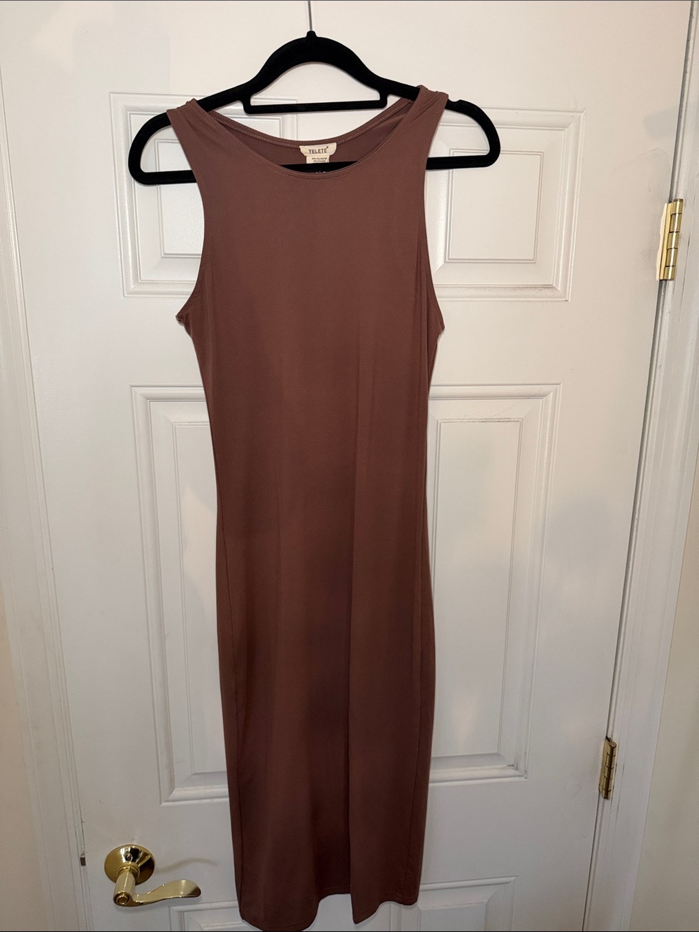 Yelete Mauve-Brown Sleeveless Midi Dress
